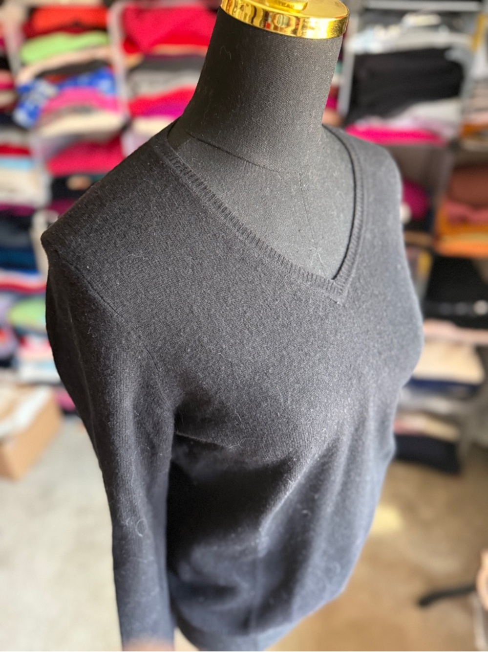 Classic Black V-Neck Women's Cashmere Sweater